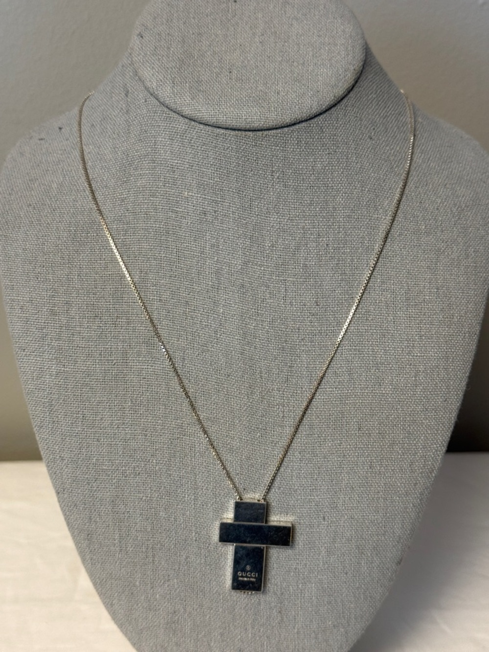 GUCCI Cross Pendant Necklace Sterling Silver 925 3-Piece Design